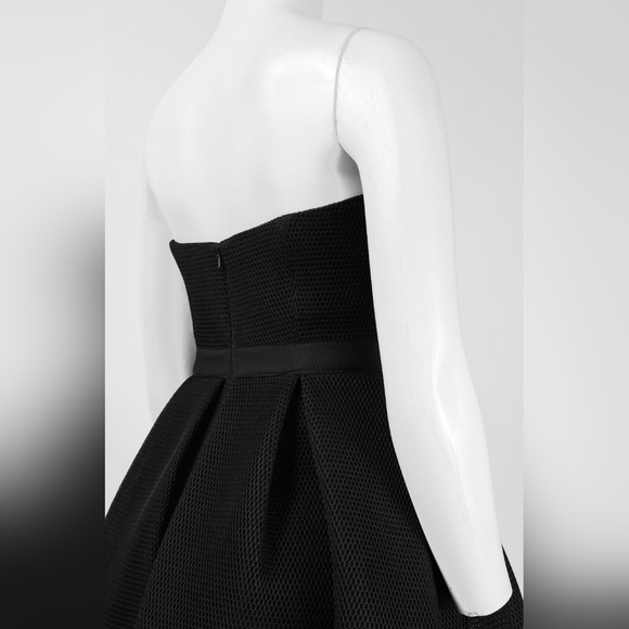 Aidan by Adian Mattox Semi-Sweetheart Zipper Back Box Pleat Honeycomb Mesh Dress - Picture 2 of 3